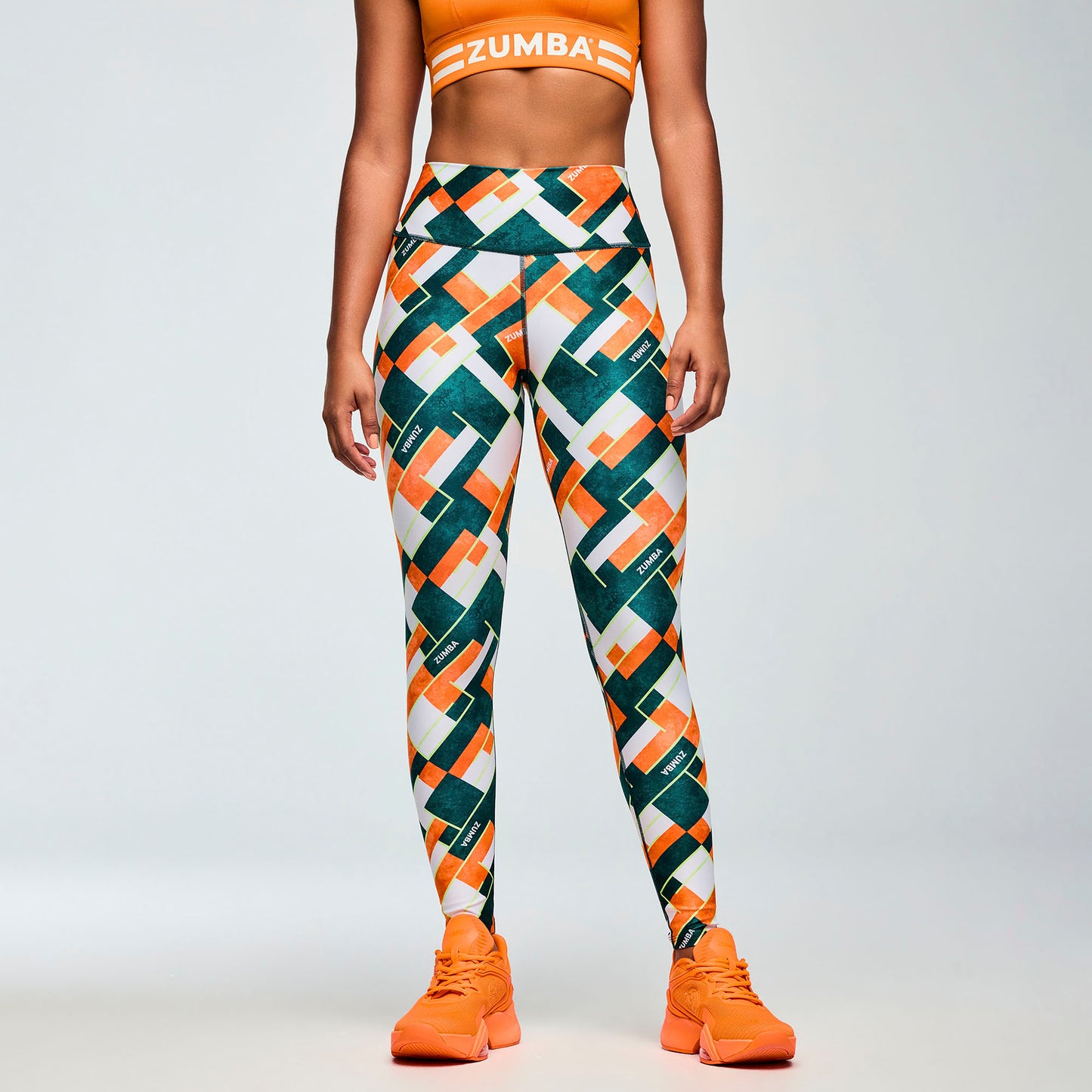 Class of 2001 High Waisted Ankle Leggings - White/Orange Z1B000655