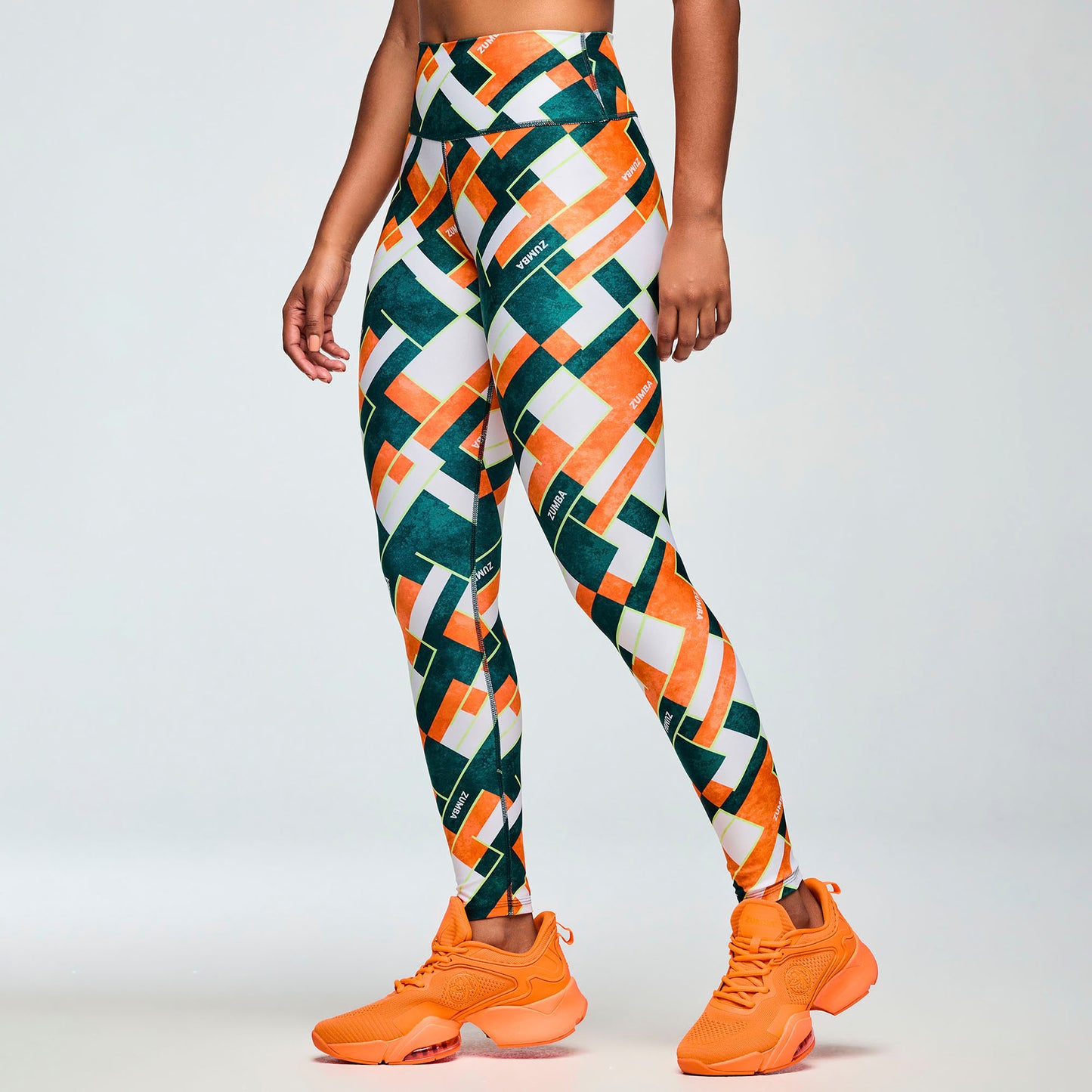 Class of 2001 High Waisted Ankle Leggings - White/Orange Z1B000655