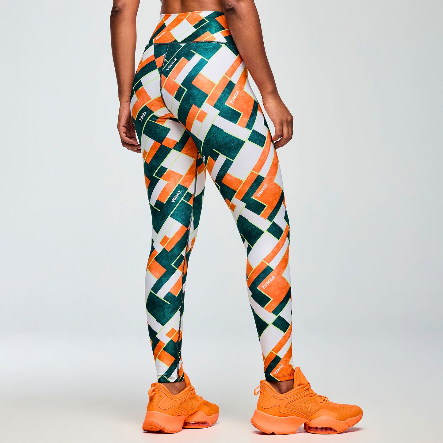 Class of 2001 High Waisted Ankle Leggings - White/Orange Z1B000655