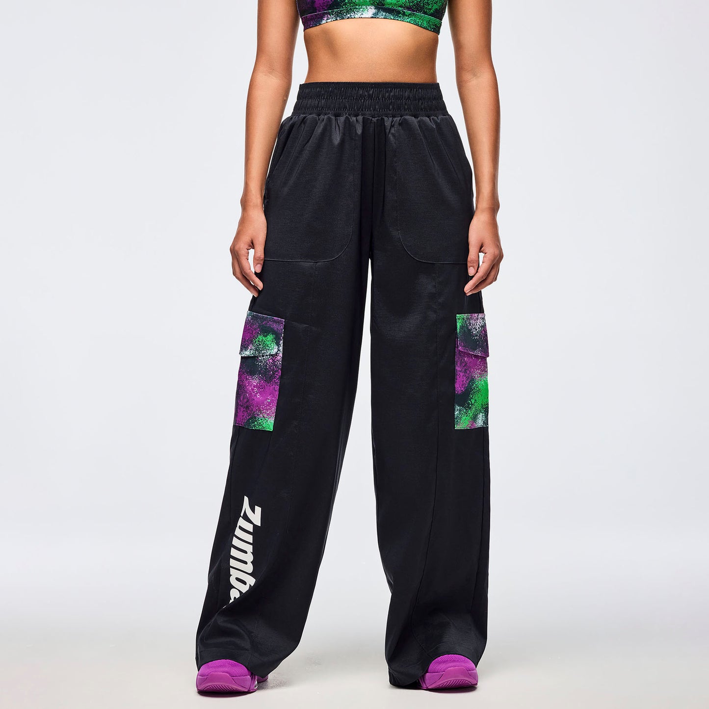 Apres Zumba Wide Leg Woven Cargo Pants