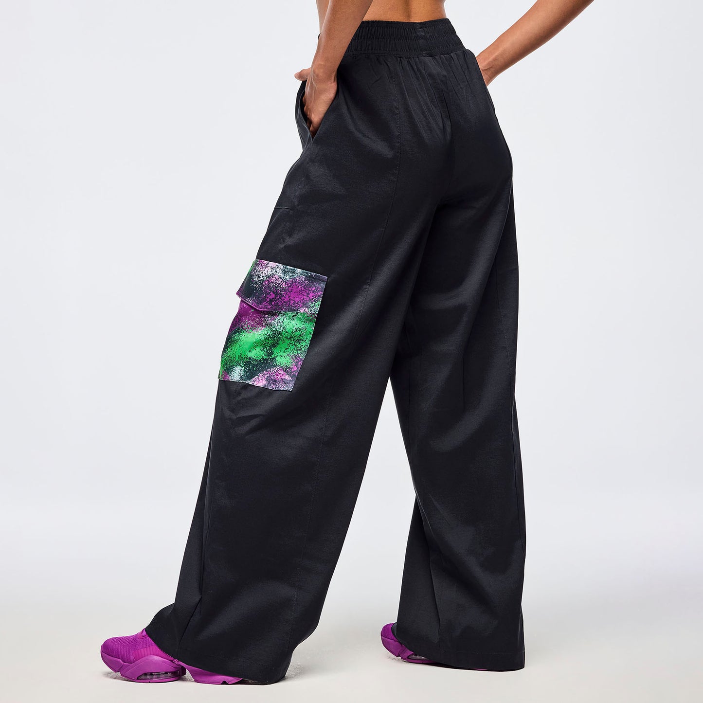 Apres Zumba Wide Leg Woven Cargo Pants