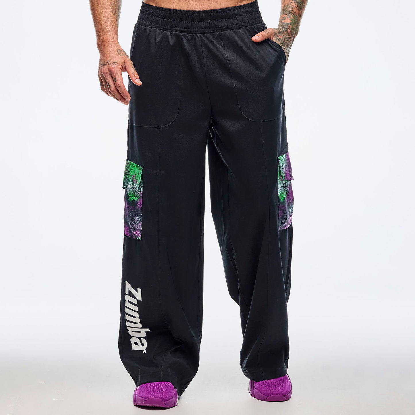 Apres Zumba Wide Leg Woven Cargo Pants