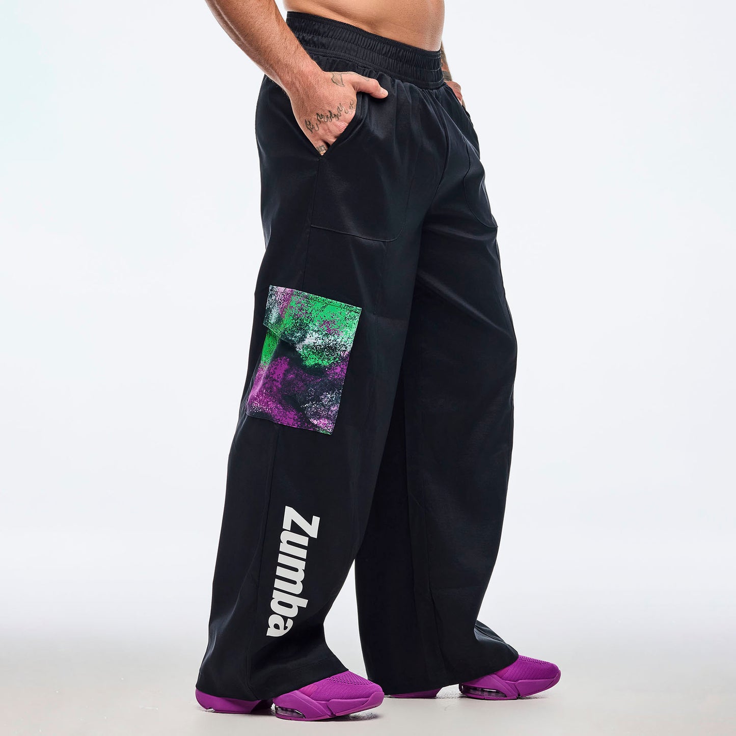 Apres Zumba Wide Leg Woven Cargo Pants