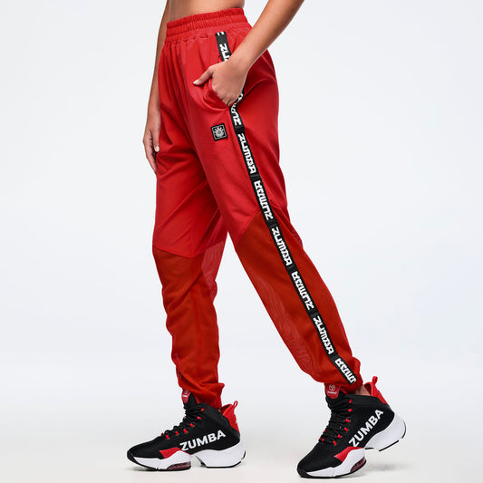 Eastern Flavor High Waisted Woven Track Pants With Mesh Z1B000708