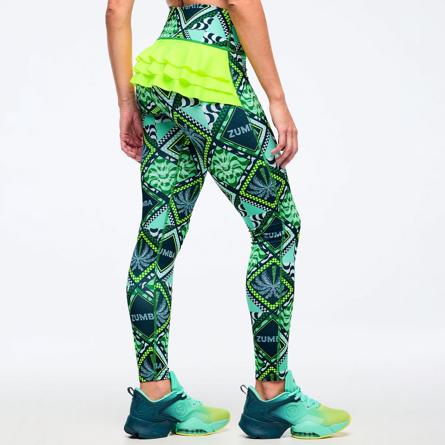 Latin Movement Magic High Waisted Ruffle Back Ankle Leggings Z1B000732