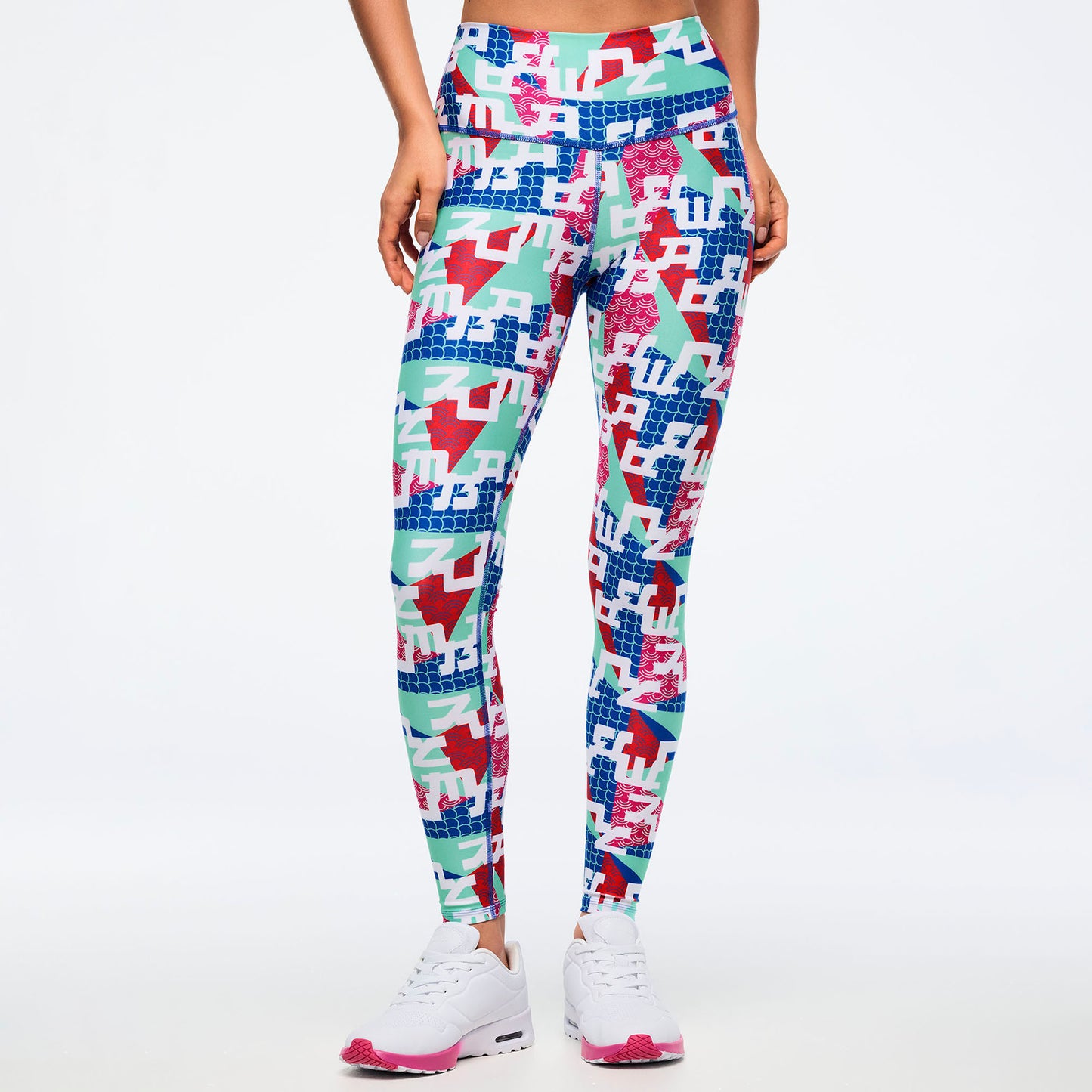 Eastern Flavor High Waisted Ankle Legging - Green/Blue Z1B000776