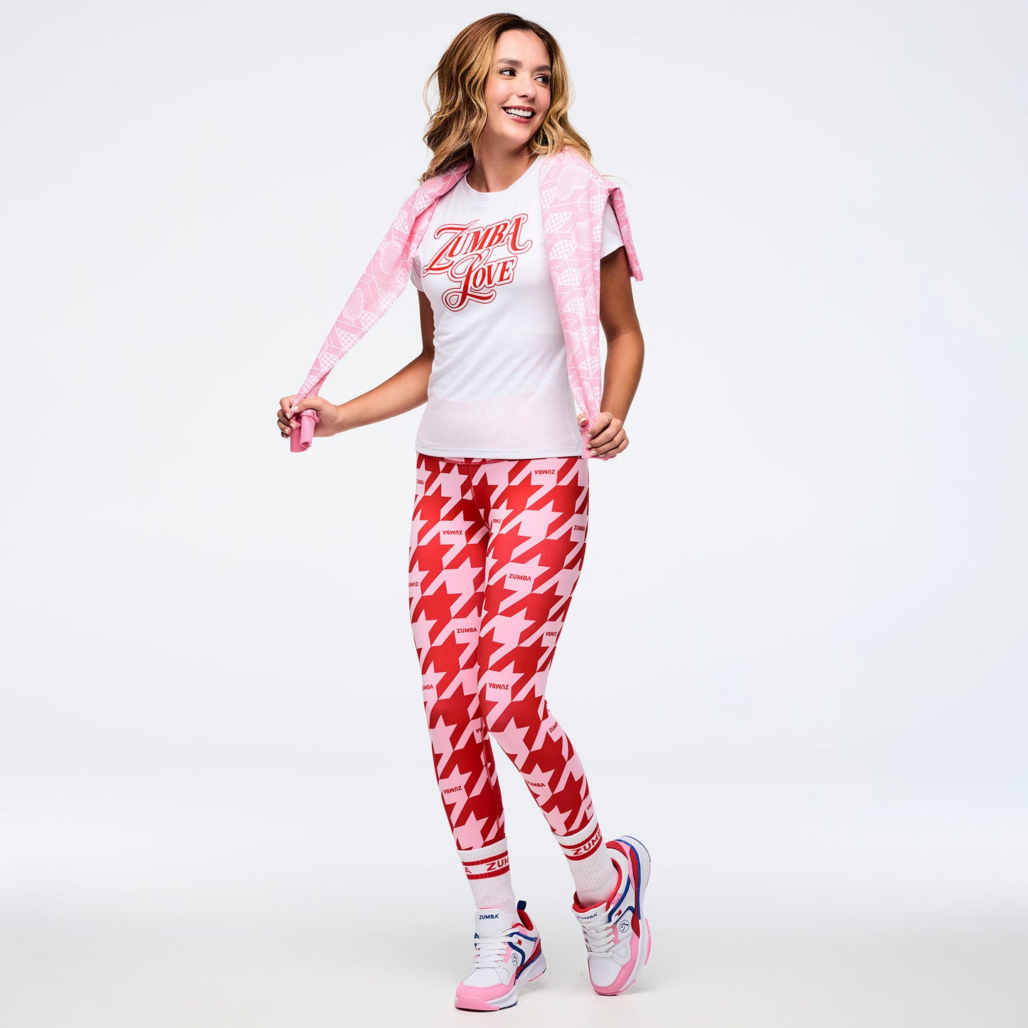 Zumba Amour Magic High Waisted Ankle Leggings - Red/Pink Z1B000788