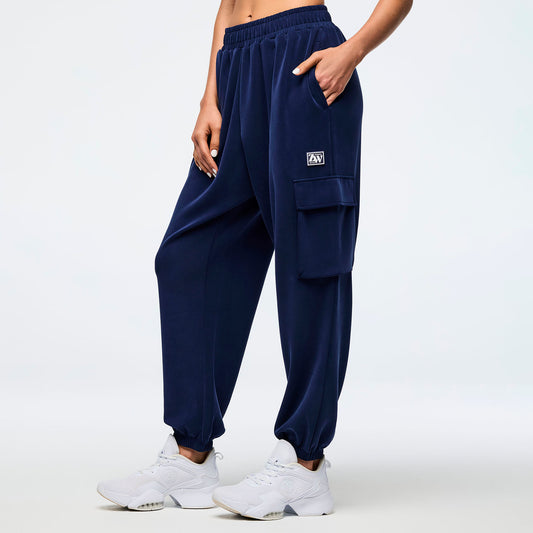Apres Zumba Knit Slouch Cargo Pants - Indigo