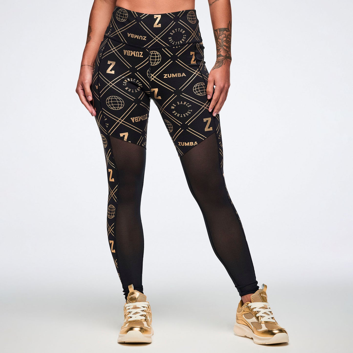 Worldwide High Waisted Ankle Leggings With Mesh Inserts Z1B000808