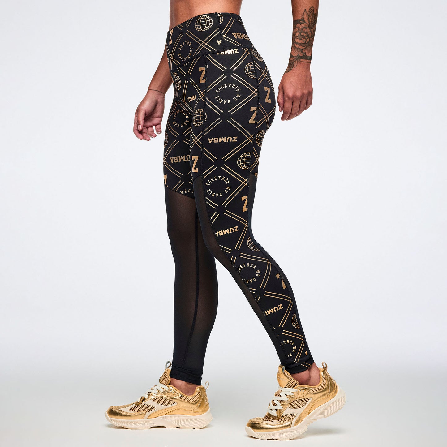 Worldwide High Waisted Ankle Leggings With Mesh Inserts Z1B000808