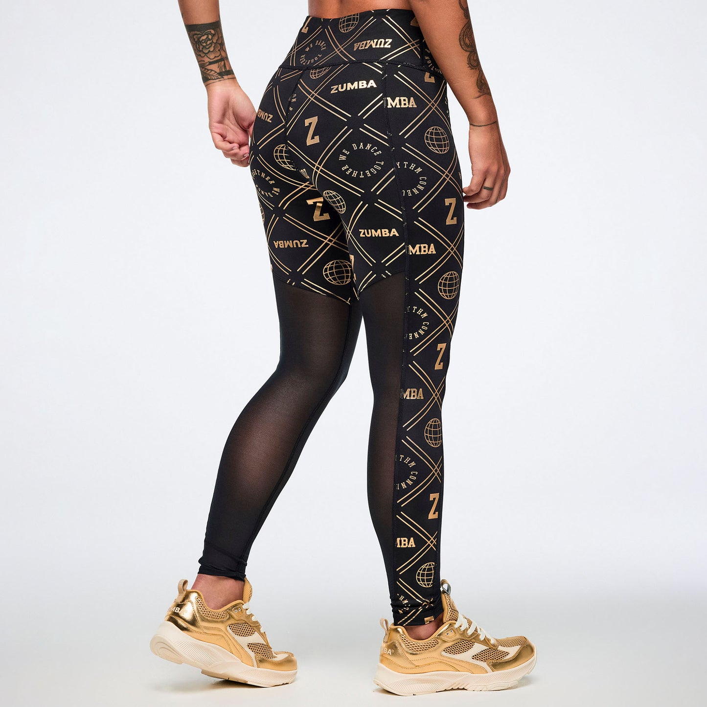 Worldwide High Waisted Ankle Leggings With Mesh Inserts Z1B000808