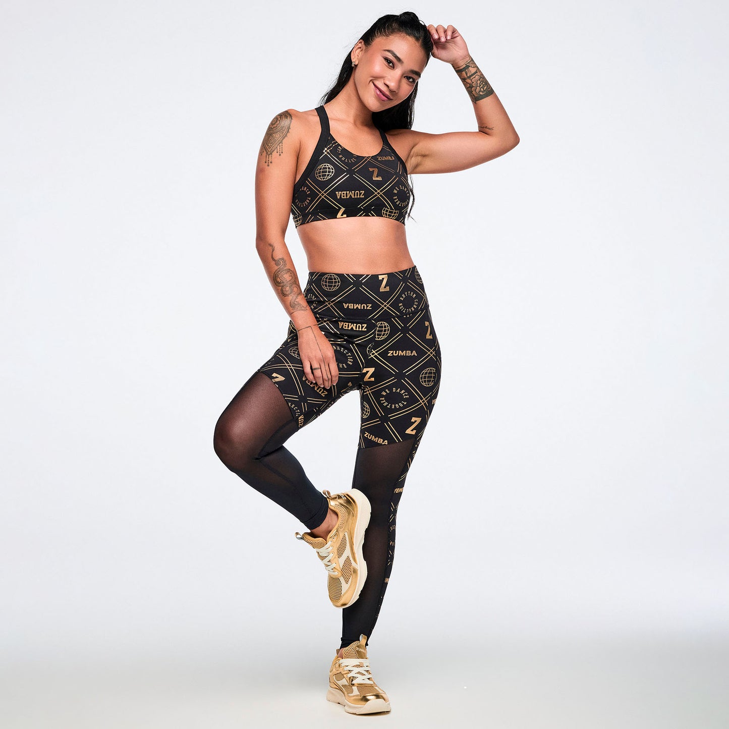 Worldwide High Waisted Ankle Leggings With Mesh Inserts Z1B000808