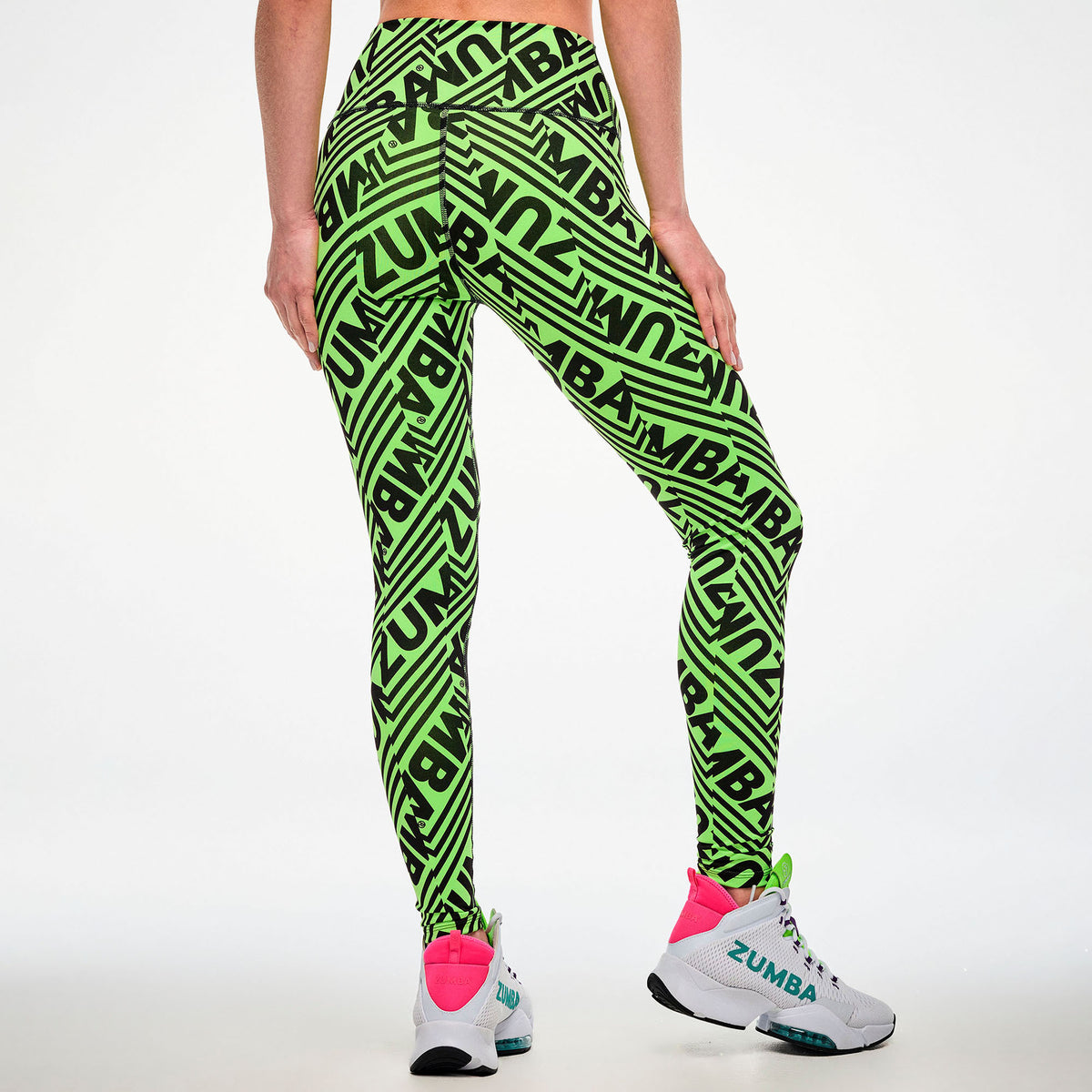 Electric Feel Z-Lift High Waisted Ankle Leggings - Green/Black