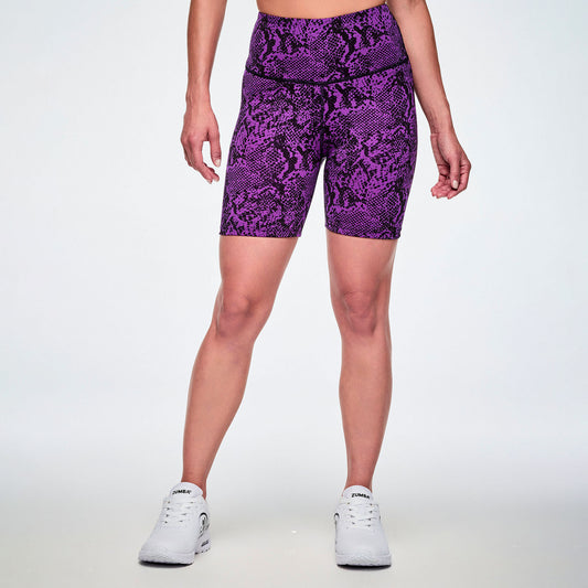 Rock 'n' Roll High Waisted Biker Shorts - Purple/Black Z1B000898