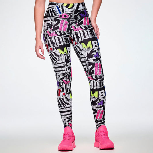 Rock 'n' Roll High Waisted Ankle Legging - Black/White Z1B000904