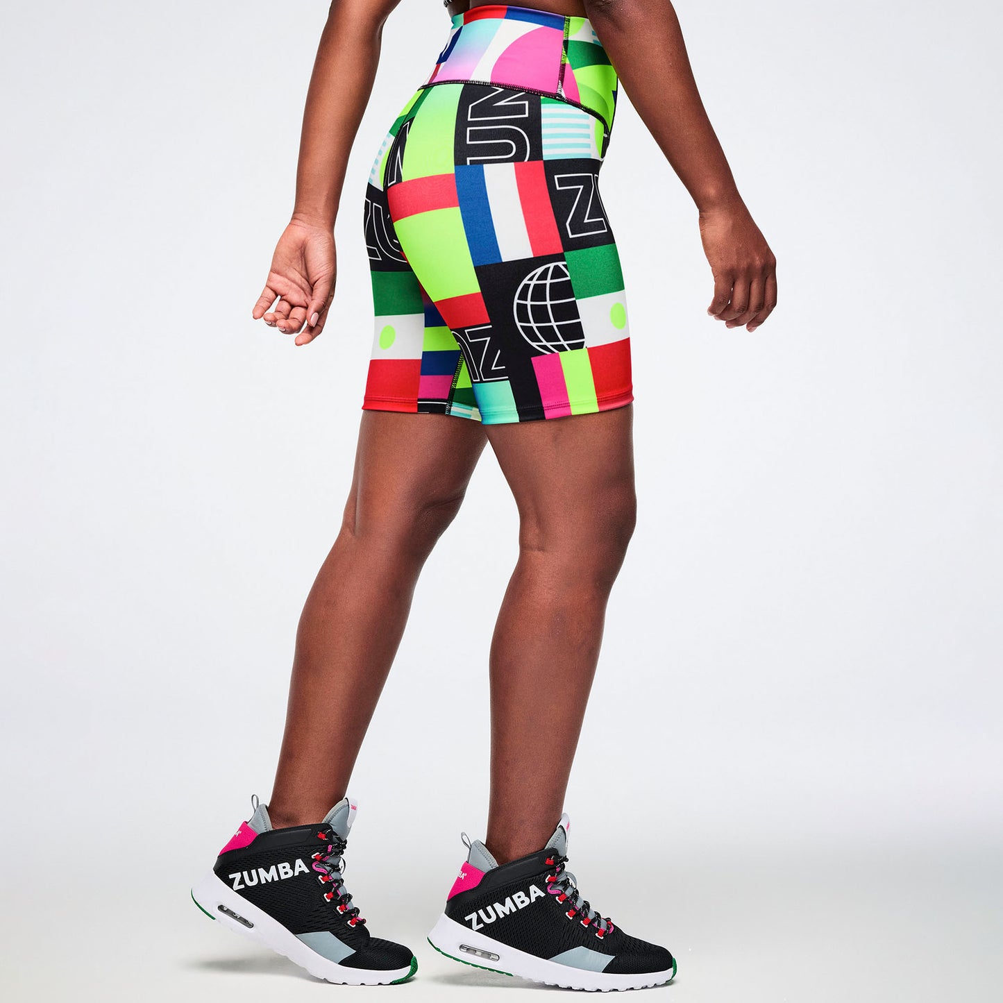Worldwide High Waisted Biker Shorts - Red/Blue Z1B000944