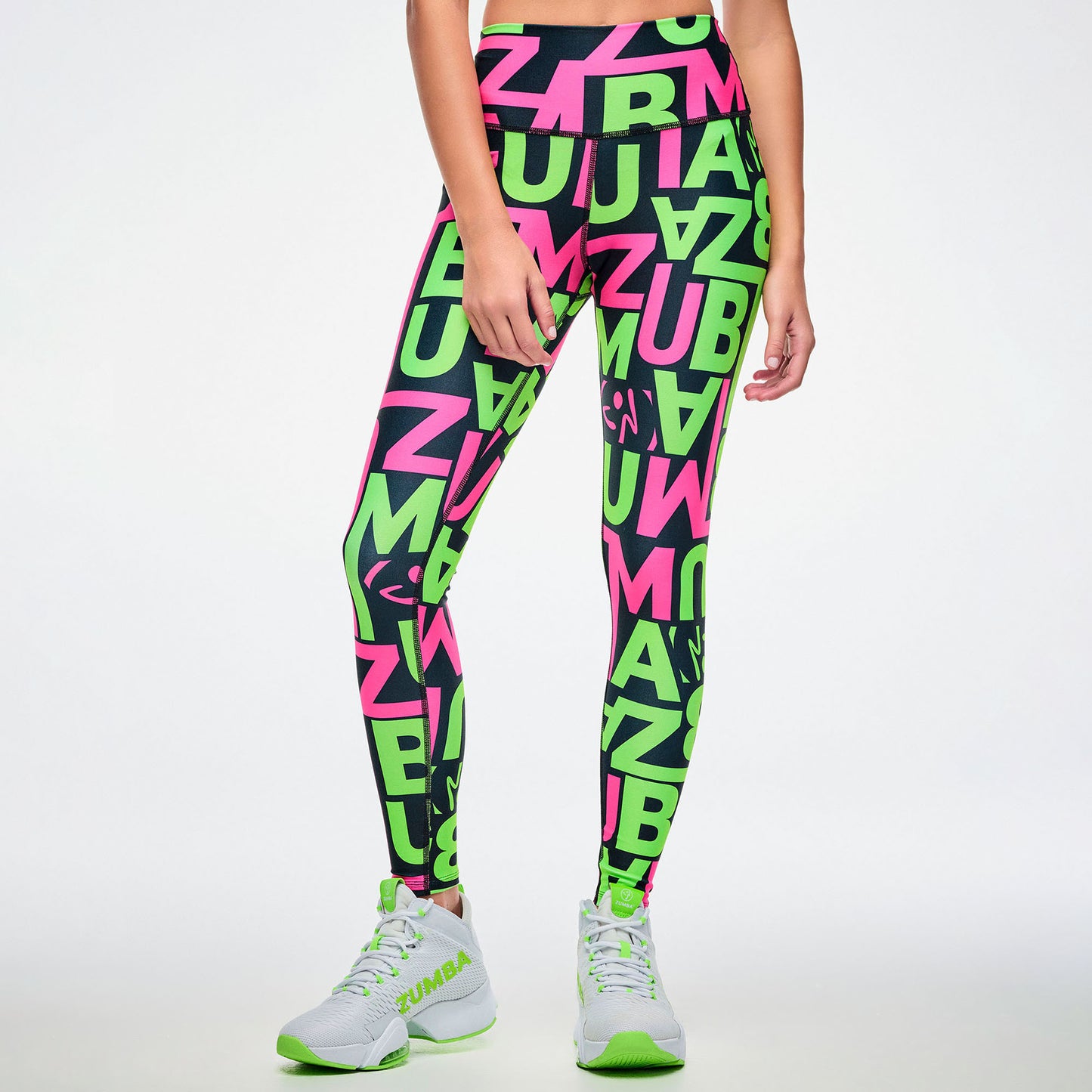 Dale-Z High Waisted Ankle Leggings - Pink/Green Z1B000964