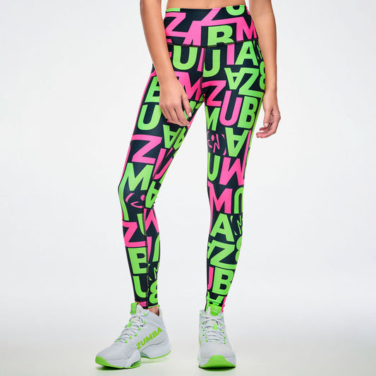 Dale-Z High Waisted Ankle Leggings - Pink/Green Z1B000964