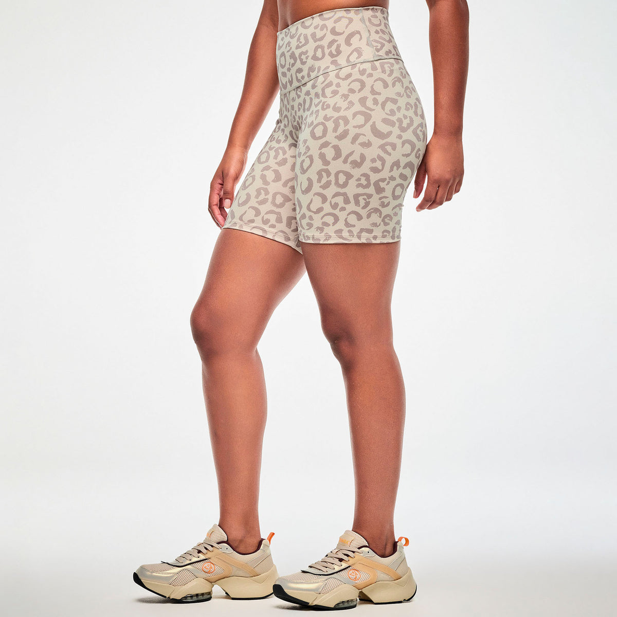 Zumba Z-Lift High Waisted Biker Shorts - Beige/Tonal