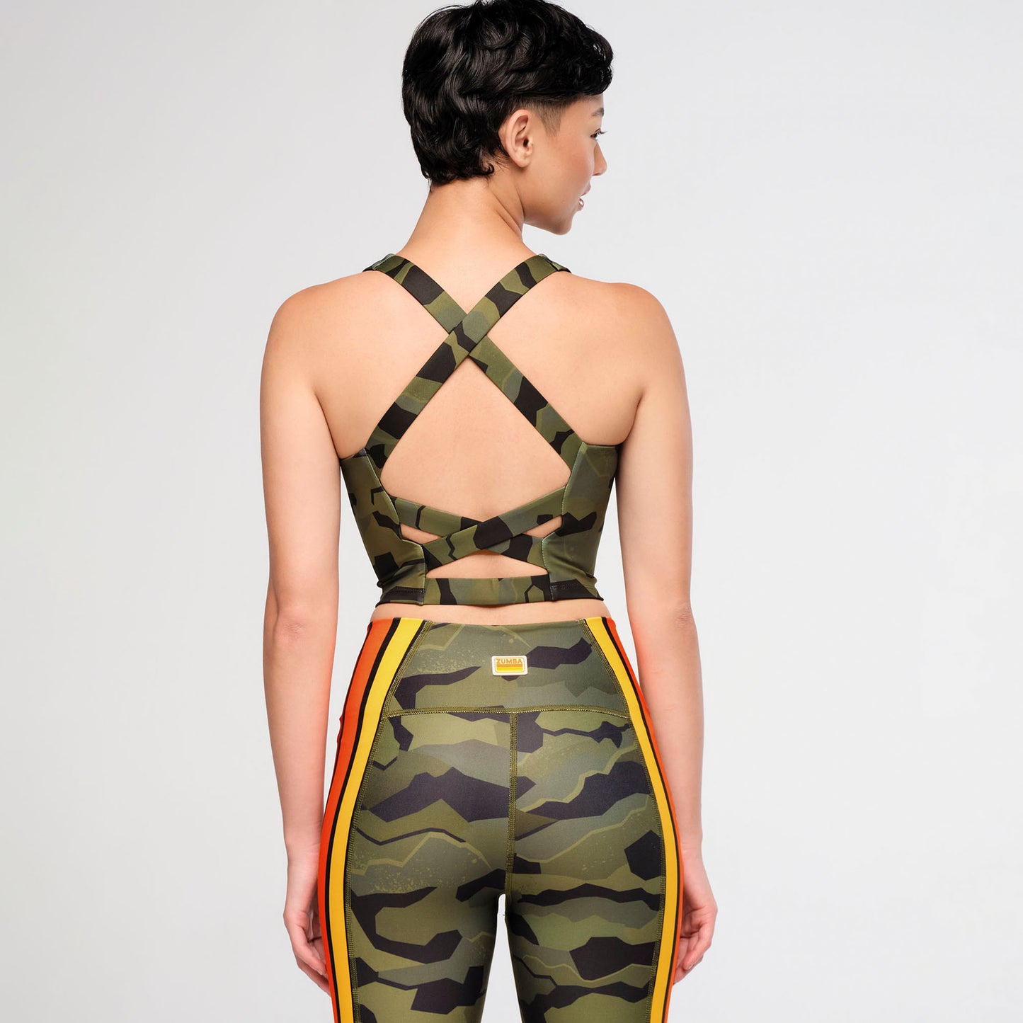Zumba Explore Square Neck Tank Bra - Olive Expedition