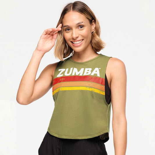 Zumba Explore Round Hem Muscle Tank - Olive You