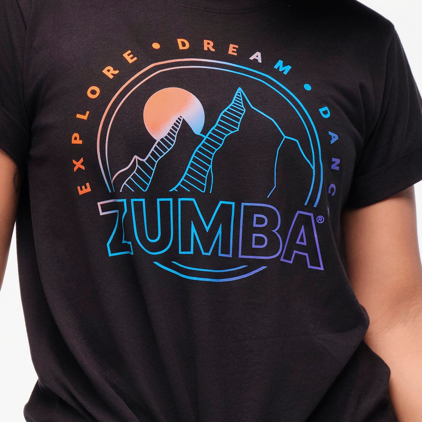 Zumba Explore Tie Front Short Sleeve Top - Bold Black