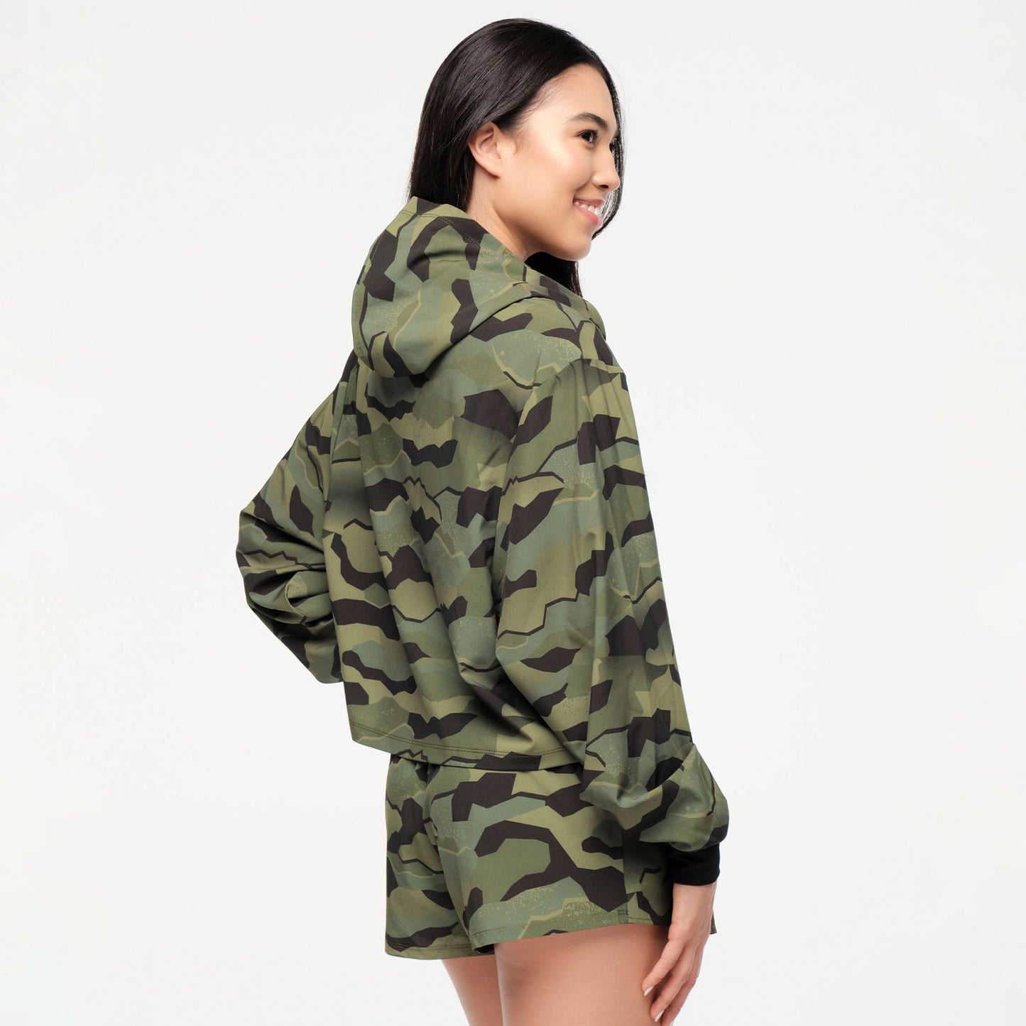 Zumba Explore Crop Woven Zip-Up Hoodie - Olive Expedition