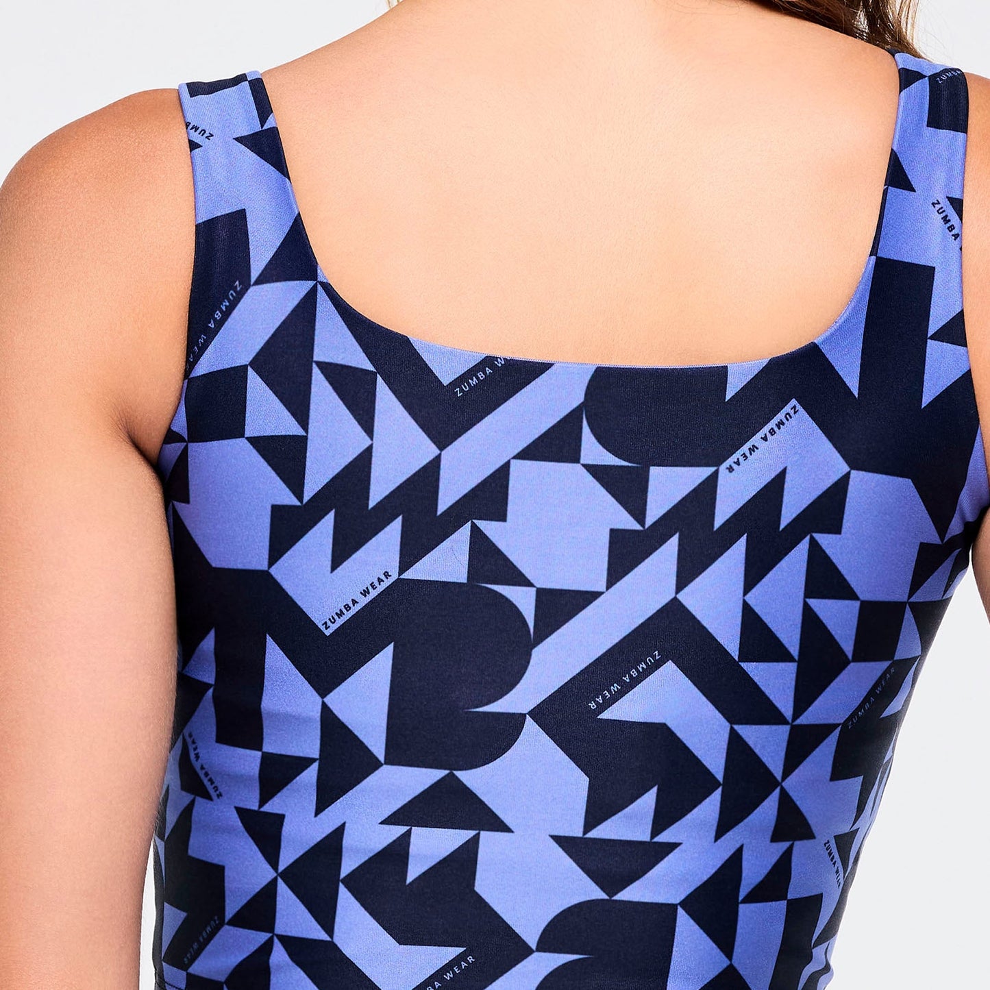 Zumba Out Loud Square Neck Crop Tank With Shelf Bra