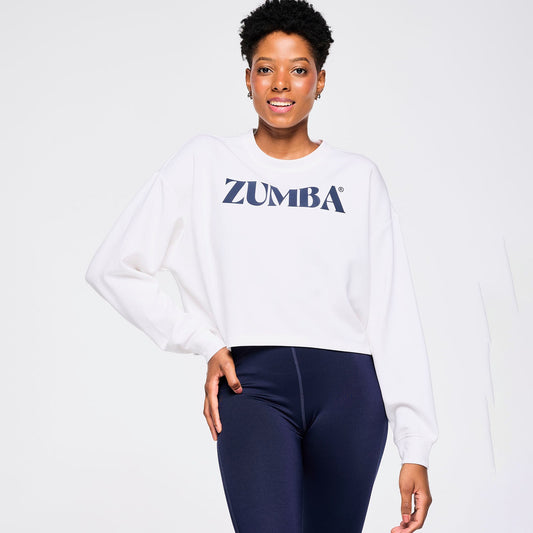 Zumba Out Loud Crew Neck Long Sleeve Oversized Crop Top