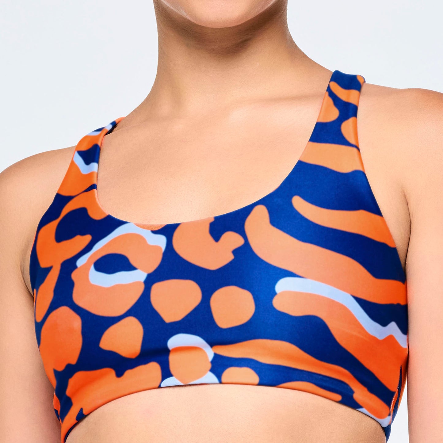 Victory Racerback Scoop Clean Finish Bra - Orange/Blue
