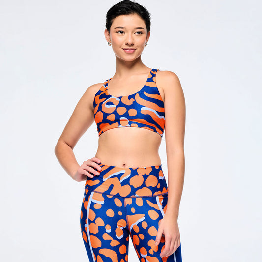 Victory Racerback Scoop Clean Finish Bra - Orange/Blue