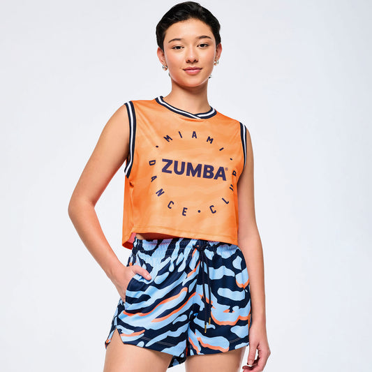 Victory Crop Loose Tank With Crossover Neck - Orange