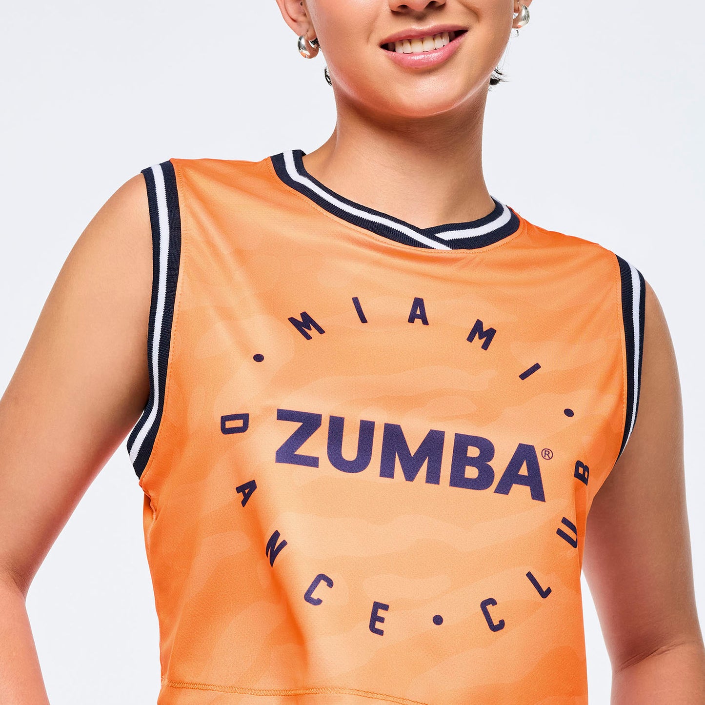 Victory Crop Loose Tank With Crossover Neck - Orange