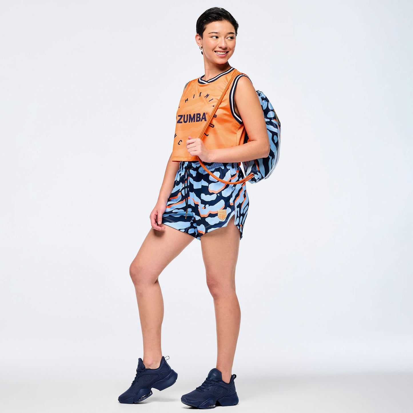 Victory Crop Loose Tank With Crossover Neck - Orange