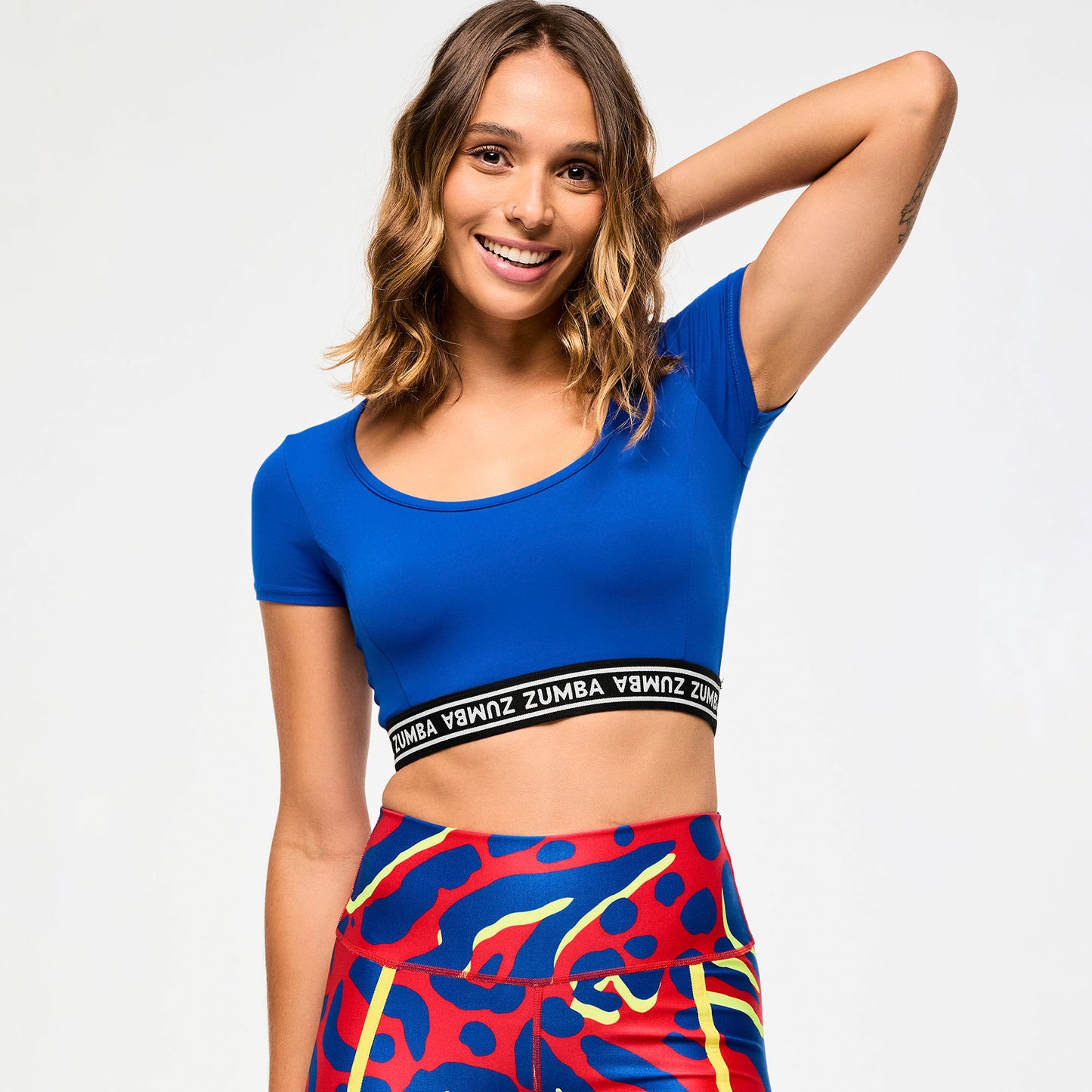 Victory Scoop Neck Crop Top - Blue