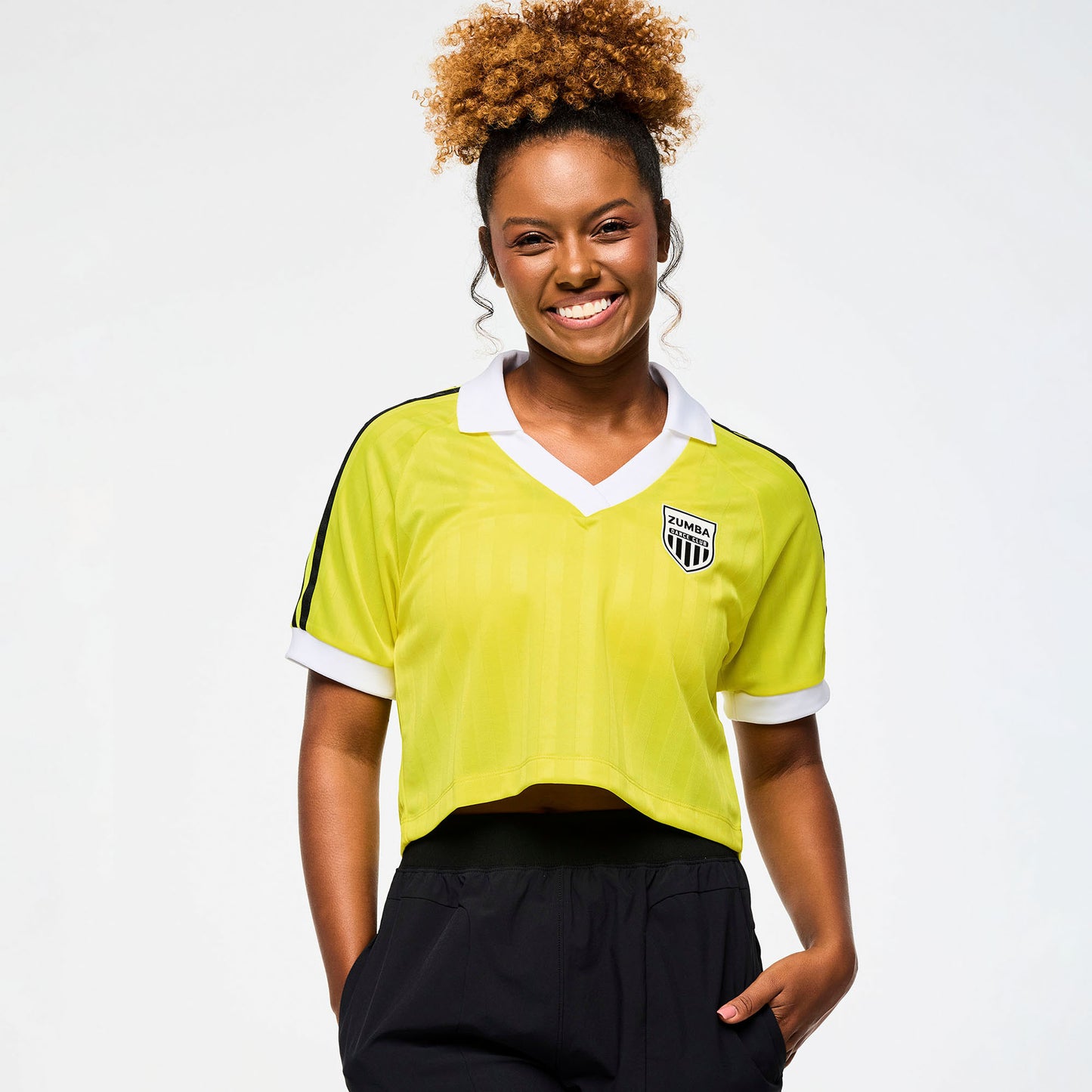Victory V-Neck Crop Raglan Polo - Lemon
