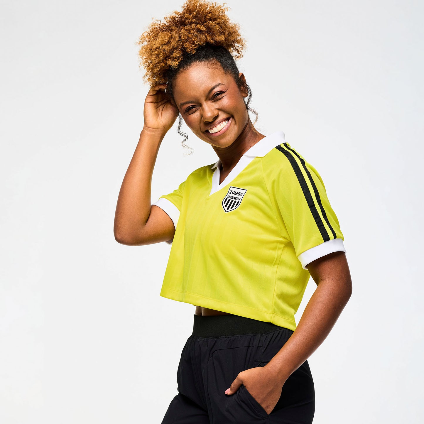 Victory V-Neck Crop Raglan Polo - Lemon