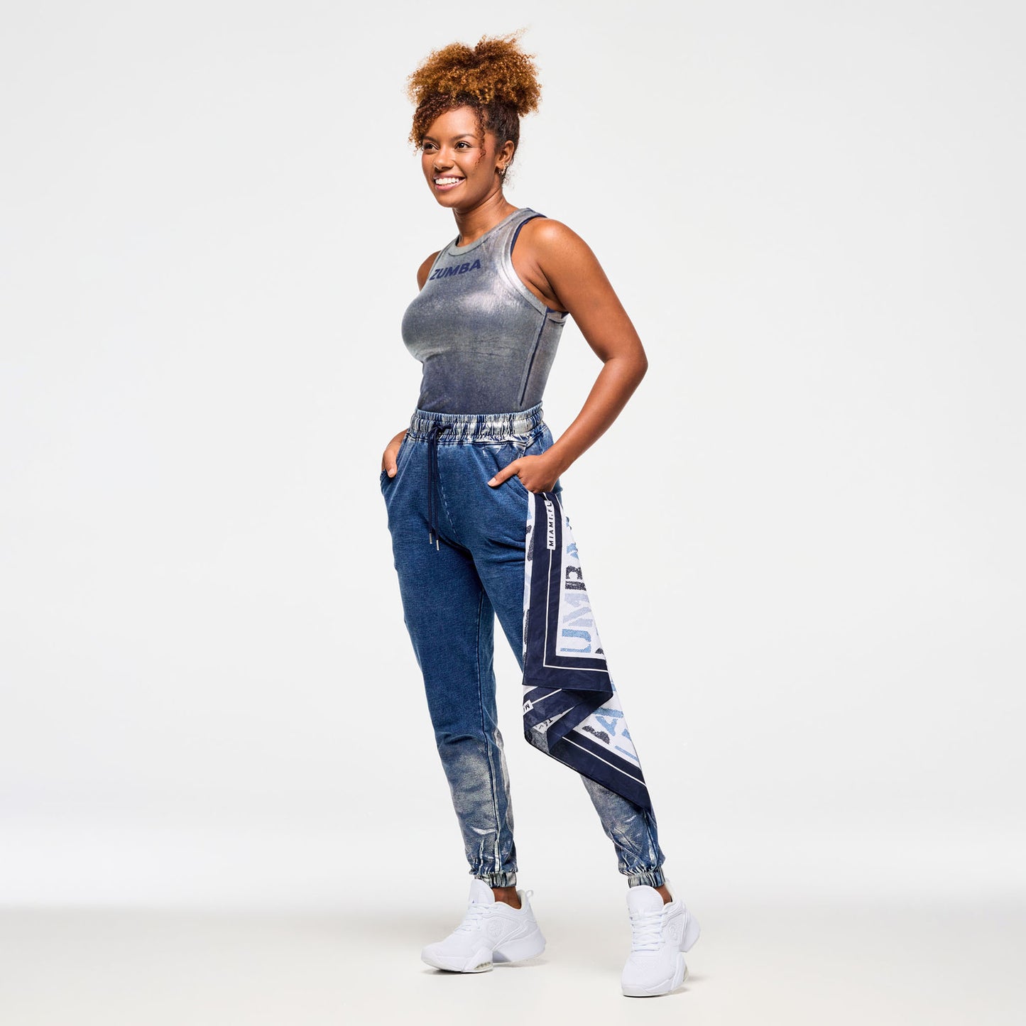 Blue Jean Fitted High Neck Tank - Indigo