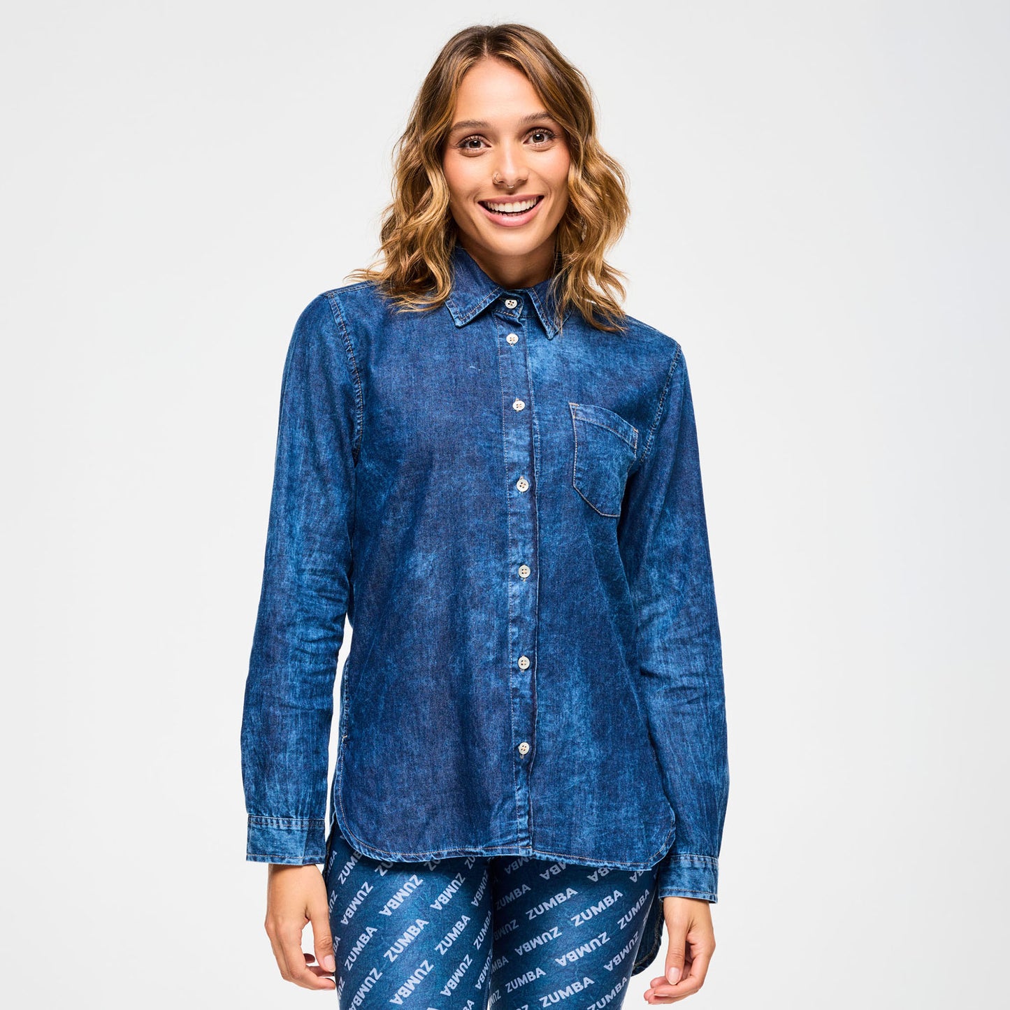 Blue Jean High Low Button Down