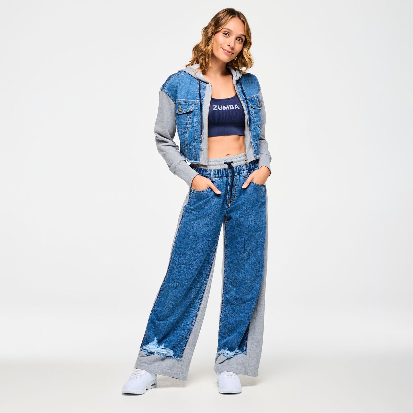 Blue Jean Crop Pullover Hoodie