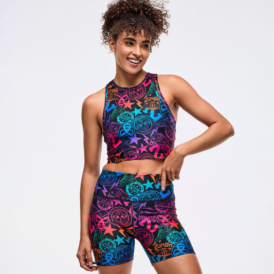 Zumba Libre High Neck Crop Tank With Back Details