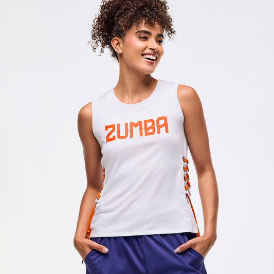 Zumba Libre Tank With Lace Up Detail - Wear It Out White