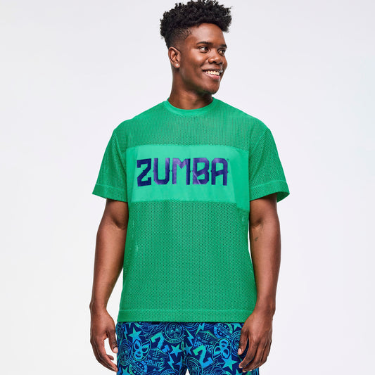 Zumba Libre Boxy Mesh Top - Groove With Me Green