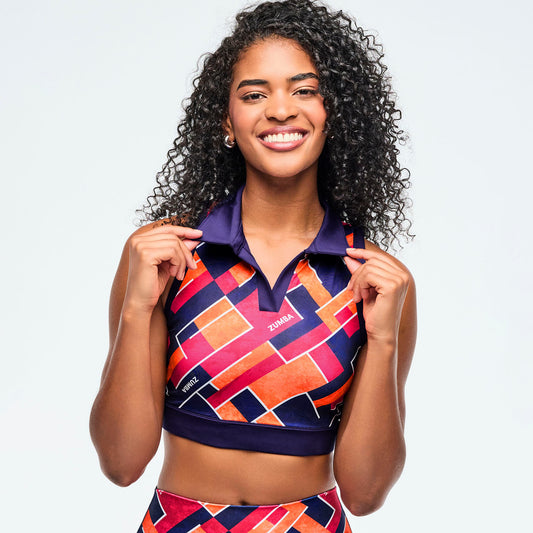 Class of 2001 Crop Racerback Polo - Dark Blue/Orange Z1T000988