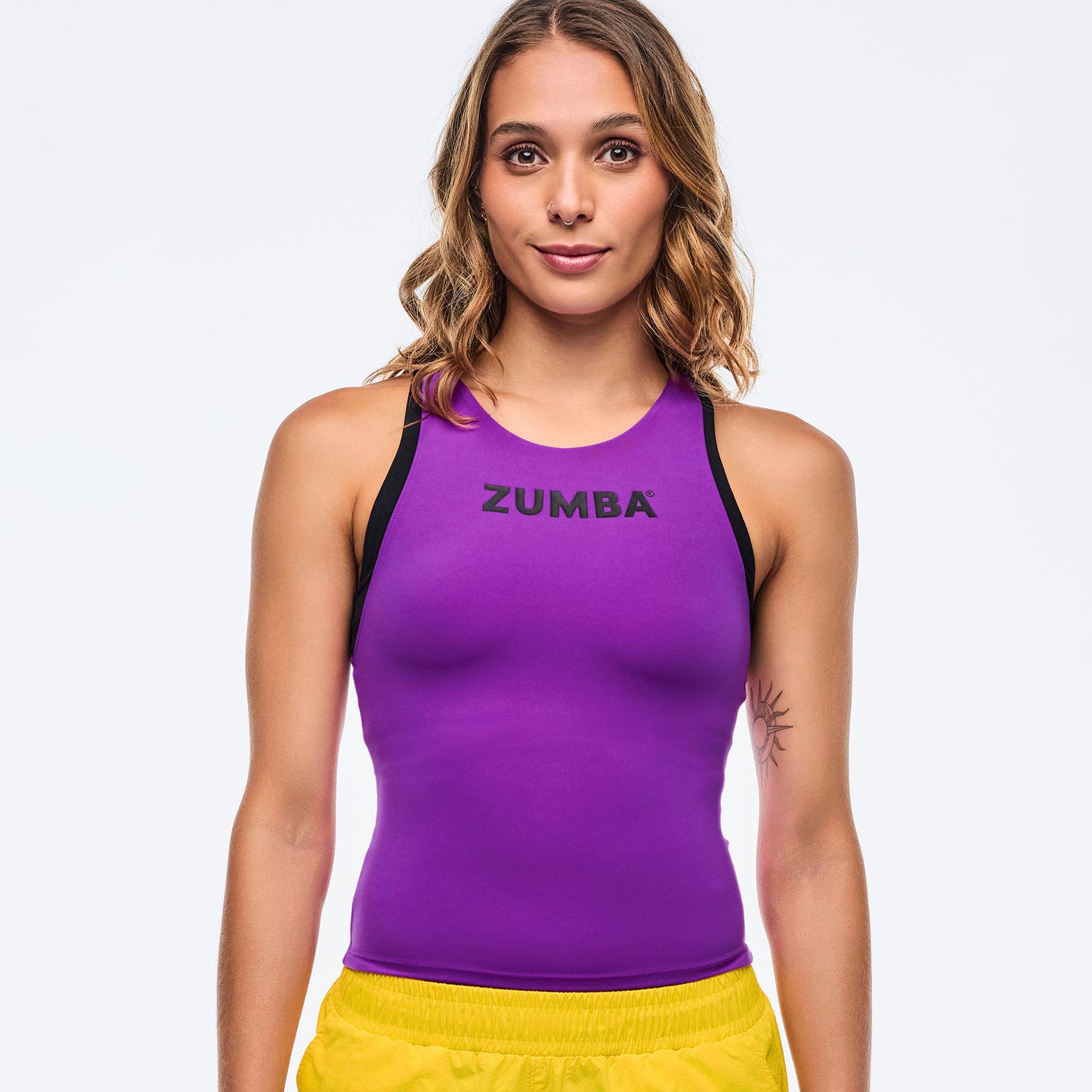 Apres Zumba High Neck Colorblock Tank - Purple Power