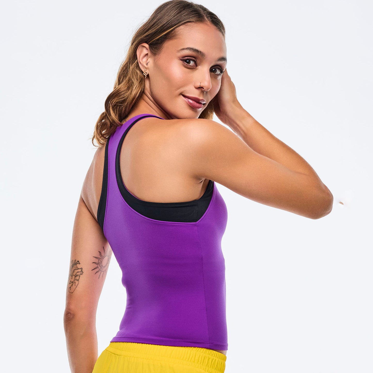 Apres Zumba High Neck Colorblock Tank - Purple Power