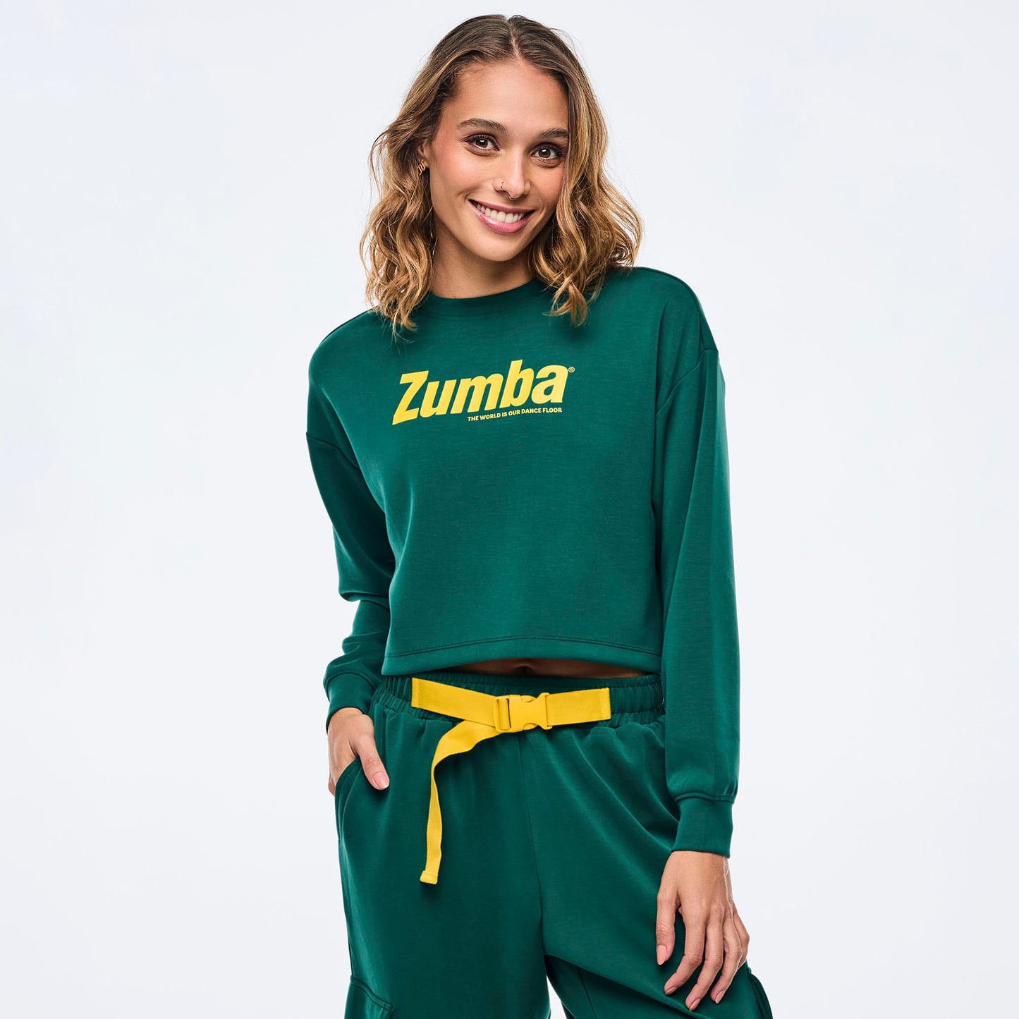 Apres Zumba Long Sleeve Oversized Crop Top
