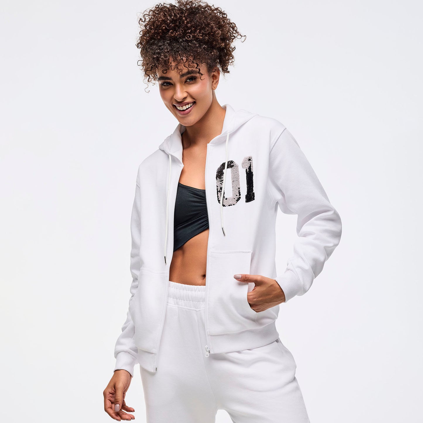 Zumba Sparkle Oversized Zip-Up Hoodie