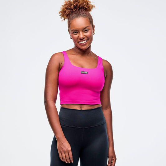 Sizzlin' Square Neck Crop Tank With Shelf Bra