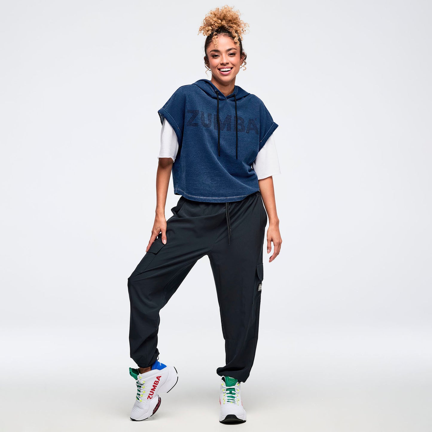 Latin Movement Short Sleeve Crop Pullover Hoodie Z1T001104